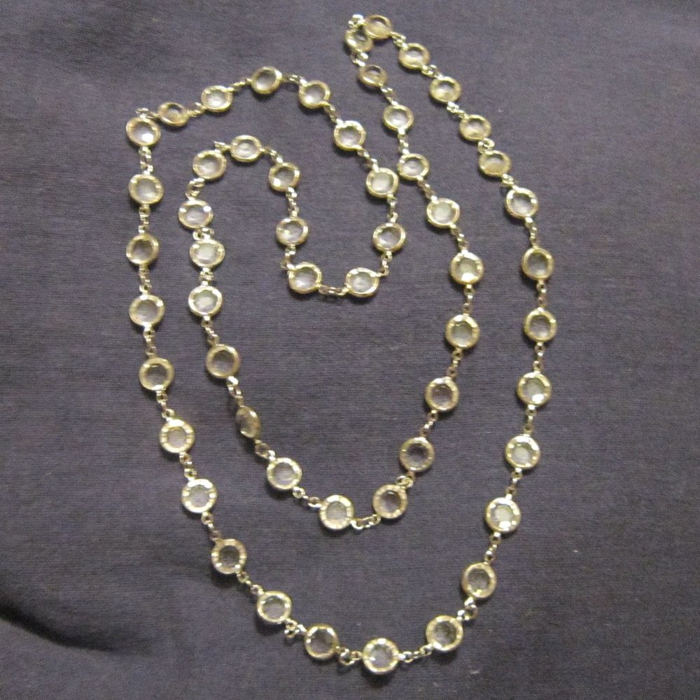 3 for💲25 🌟 long flapper silver-tone and clear flat round circle bead necklace